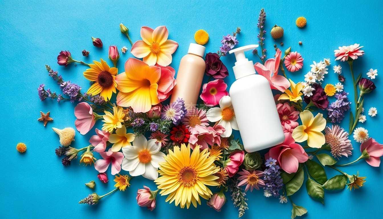 野生療愈花與水療產品的花卉圖案 自然與藝術的完美融合